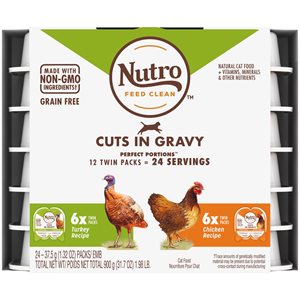 NUTRO Perfect Portions Cuts in Gravy Chicken & Turkey Value Pack 2x12 / 2.65oz