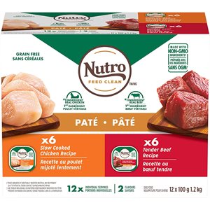 NUTRO Adult Dog Pâté Chicken / Beef Recipe Variety Pack 2x6 / 3.5 oz