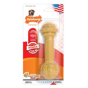 Nylabone Power Chew Barbell Peanut Butter Med / Large