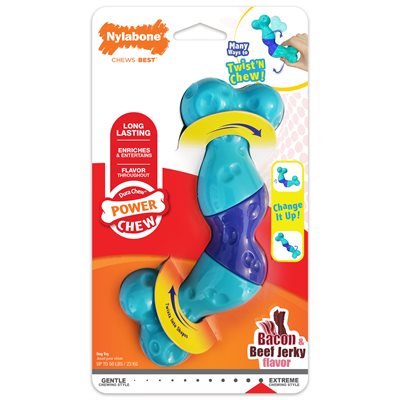 Nylabone Power Chew Twist 'N Chew Bacon & Beef Jerky Large
