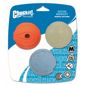 CHUCK IT! Launcher Compatible Fetch Medley Variety Medium 3-Pack