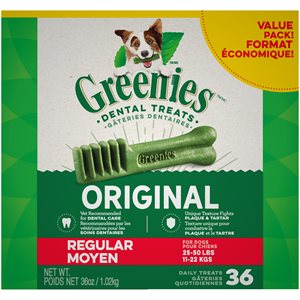 Greenies Dental Chews for Dogs Value Tub 36oz Regular