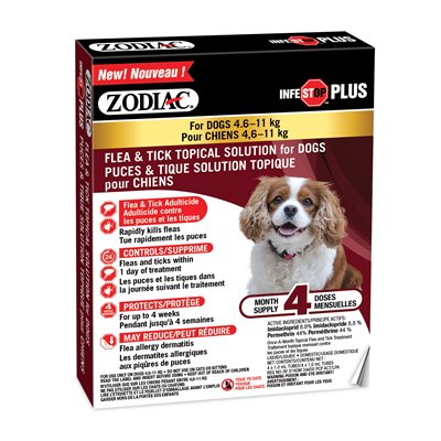 Zodiac Infestop PLUS for Dogs 4.6KG - 11KG - 4 Tubes