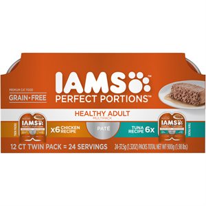 IAMS Perfect Portions Chat Adulte Mets en Sauce Poulet / Thon Emballage Varié 2x12 / 2.6oz