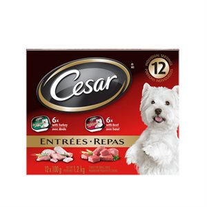 Cesar Adult Dog Entrées Beef & Turkey Multipack 2x6 / 100g