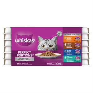 Whiskas Perfect Portions Coupes en Sauce Emballage Varié 4 Saveurs 4x6 / 75g