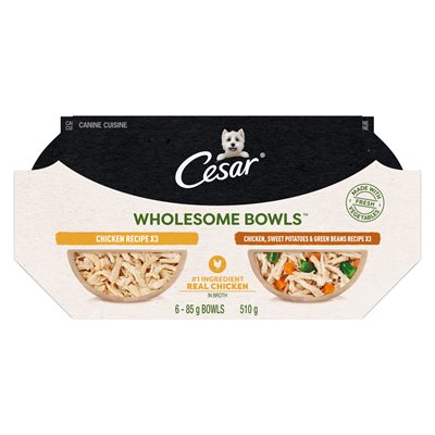 Cesar Wholesome Bowls Poulet & Poulet / Patates Douces Emballage Varié 2 x 6 / 85g