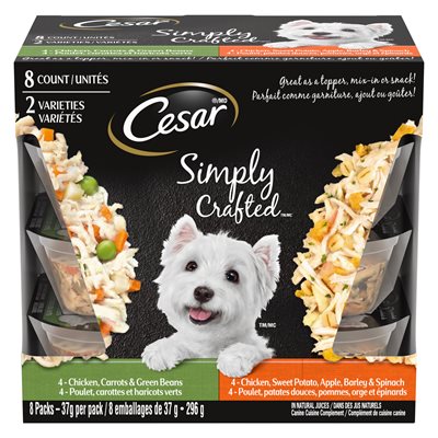 Cesar Simply Crafted Chicken / Carrots / Beans & Chicken / Sweet Potato Variety Pack 2 x 8 / 37g