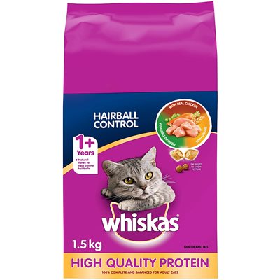 Whiskas Adult Cat Hairball Control with Real Chicken 1.5KG