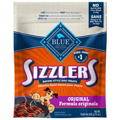 Blue Buffalo Sizzlers Bacon-Style Pork Treats Original Value Size 4 / 15oz