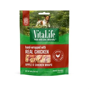 VitaLife Dog Jerky Treats Apple & Chicken Wraps 400g