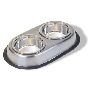 Vanness Stainless Steel Non-Skid Double Dish 2 x 32oz
