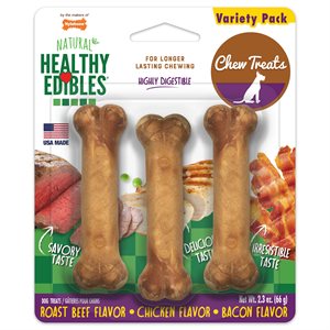 Nylabone Healthy Edibles Beef-Chicken-Bacon Variety 3 Pack Petite